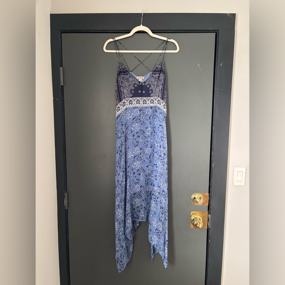 Lucky Brand Navy and White Paisley Dress
